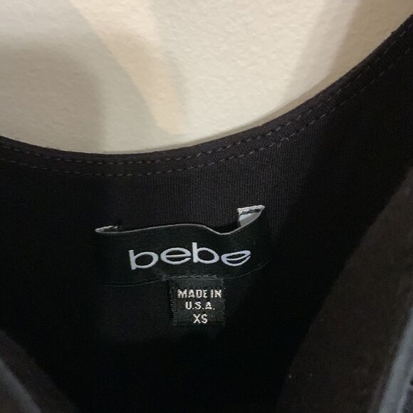 BEBE Women’s Black Silk Sleeveless Bubble Hemline Cocktail Mini Dress XS USA - Picture 4 of 11